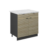 KÜCHENUNTERSCHRANK Fame-Line Eiche Paneel 80 cm , AP Marmor - Hellbraun/Eichefarben, Holzwerkstoff (80/82/60cm) - Vicco