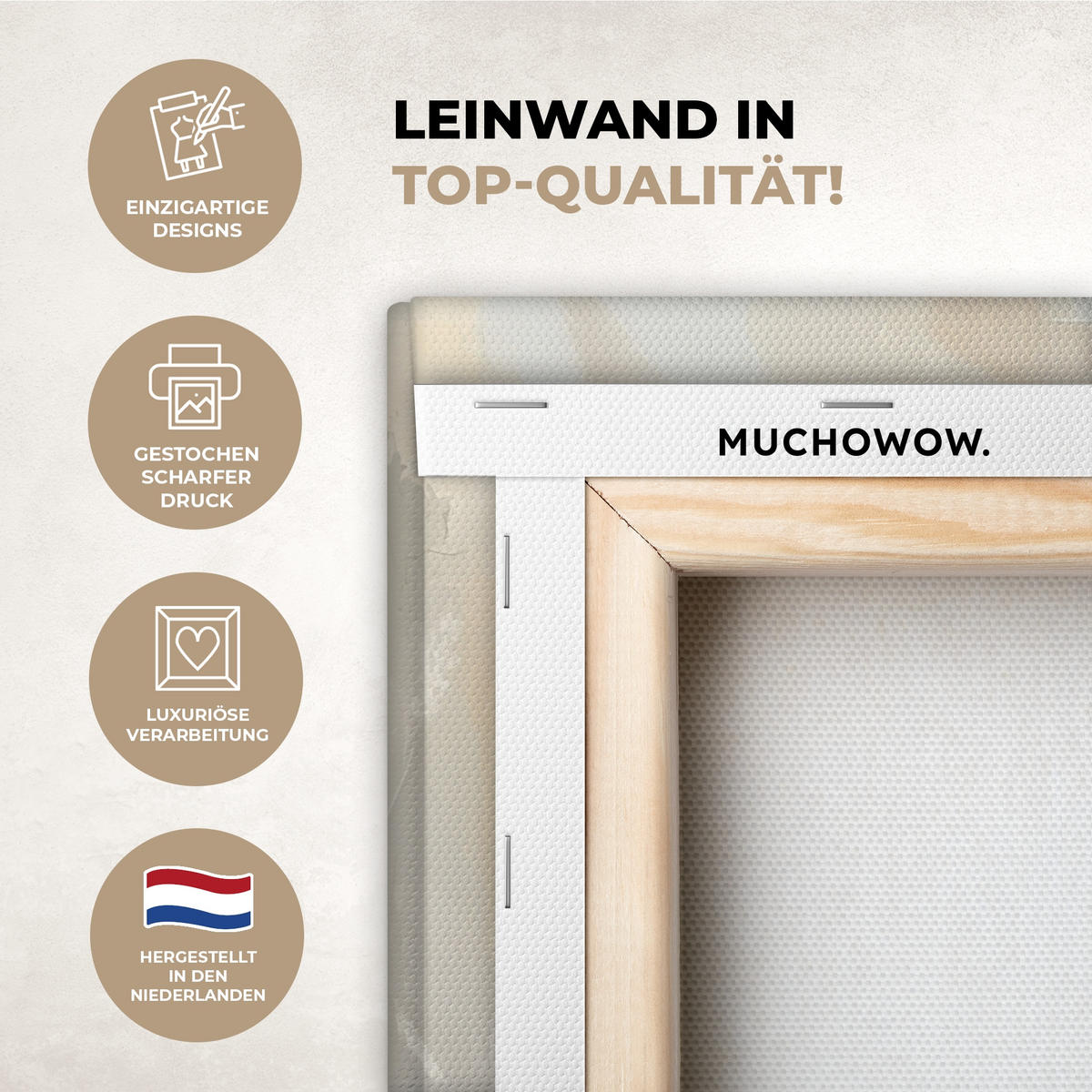 LEINWANDBILD Hase - Ohren - Braun Wandbild 40x30 cm - Beige, Textil (40/30cm) - MuchoWow