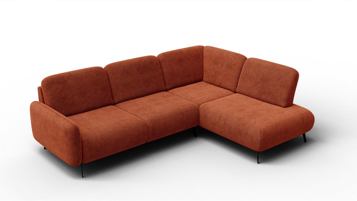ECKSOFA FEBE 5-Sitzer rechts, dunkelorange - Dunkelorange/Schwarz, Holz/Textil (271/190cm) - Courtois Laville