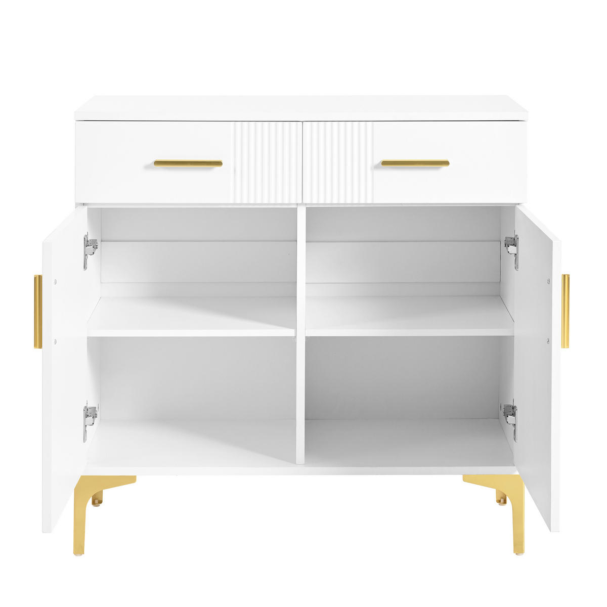 SIDEBOARD Modern mit 2 Türen Metallfüßen 80x35x79.5cm - Weiß, Holzwerkstoff (35/79.5/80cm) - FLIEKS
