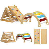 KLETTERGERÜST Indoor, 7 in 1 Kletterdreieck mit Rutsche Kletterbogen Rampe Holz - Multicolor, Holz (62.5/57/168cm) - AIYAPLAY