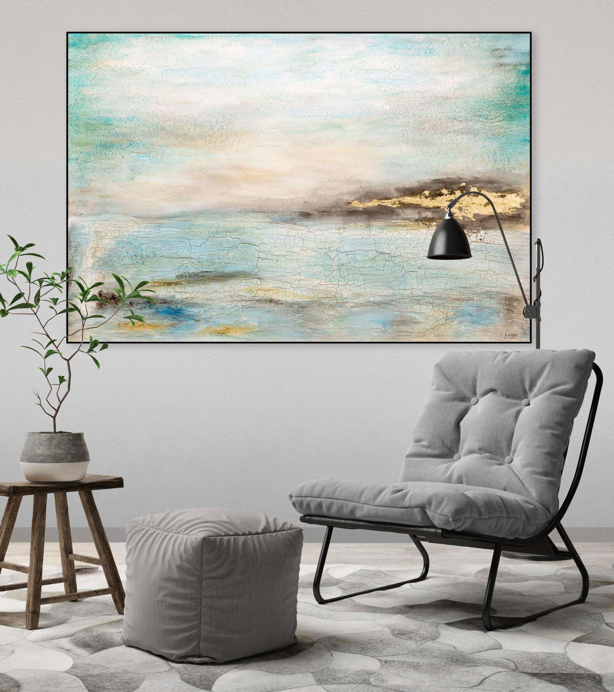 ÖLGEMÄLDE 120/80 cm - Blau, Holz/Textil (2.2/80cm) - KUNSTLOFT