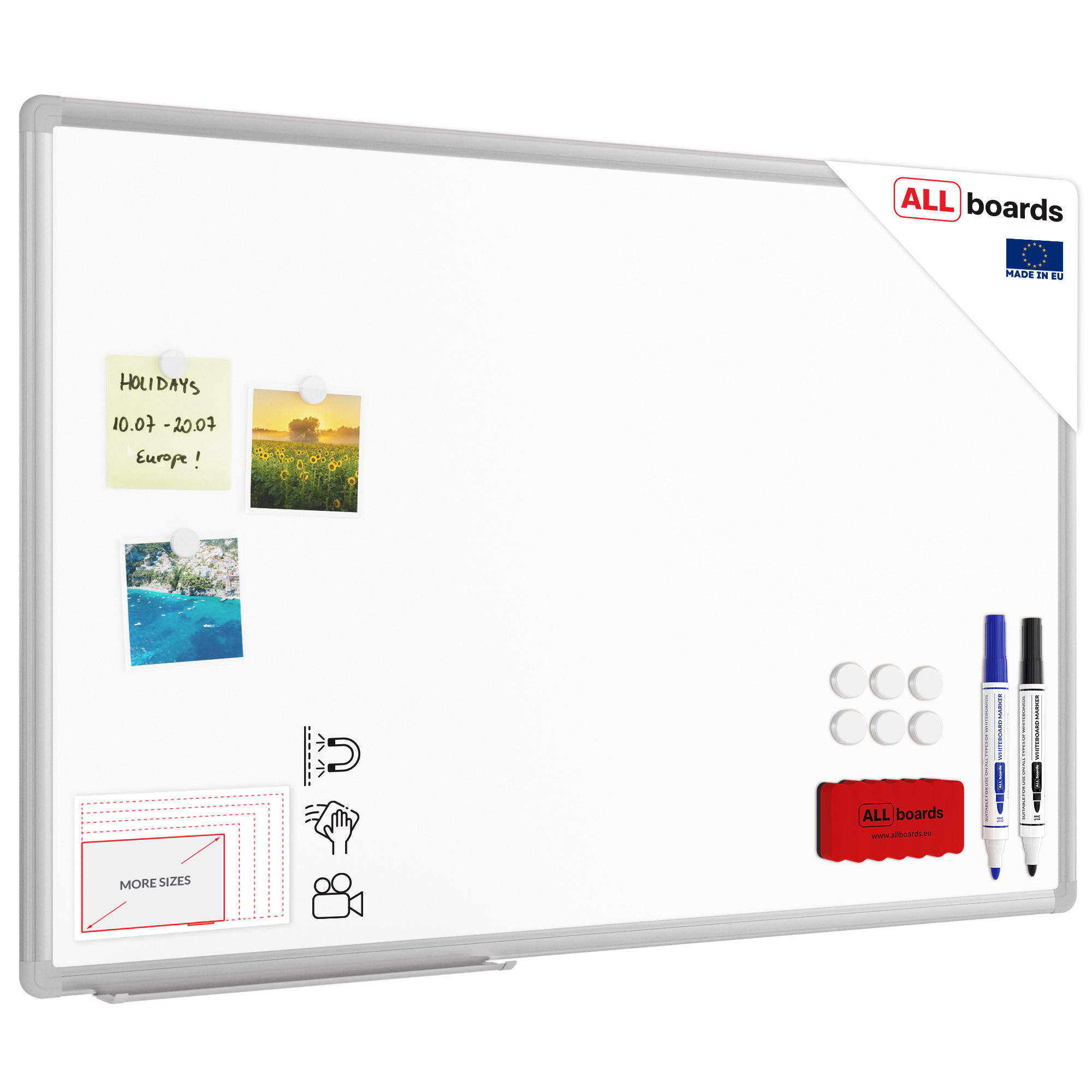 ALLboards Magnetische Weiß 90x60x1.6 cm
