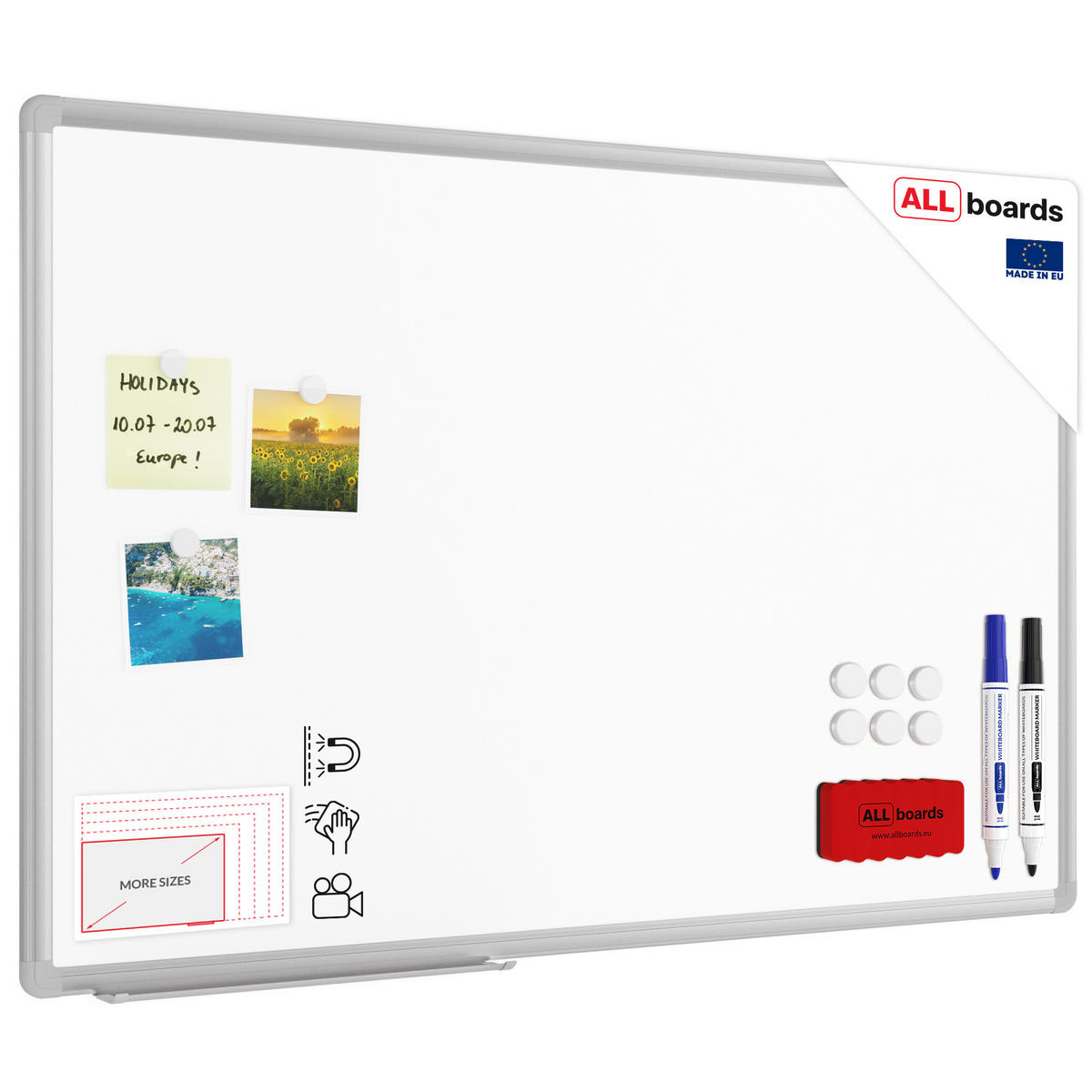 MAGNETISCHE Schreibtafel emailliert P3 - 90x60cm - Weiß, Metall (90/60/1.6cm) - ALLboards