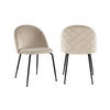 STUHL 2er-Set - Samt & Schwarzer Edelstahl - Beige - MELBOURNE - Beige, Textil (55/77/50cm) - Vente-Unique