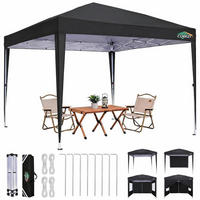 FALTPAVILLON 3x3m Wasserdicht mit Seitenwänden Schwarz - Schwarz, Textil (300/260/300cm)