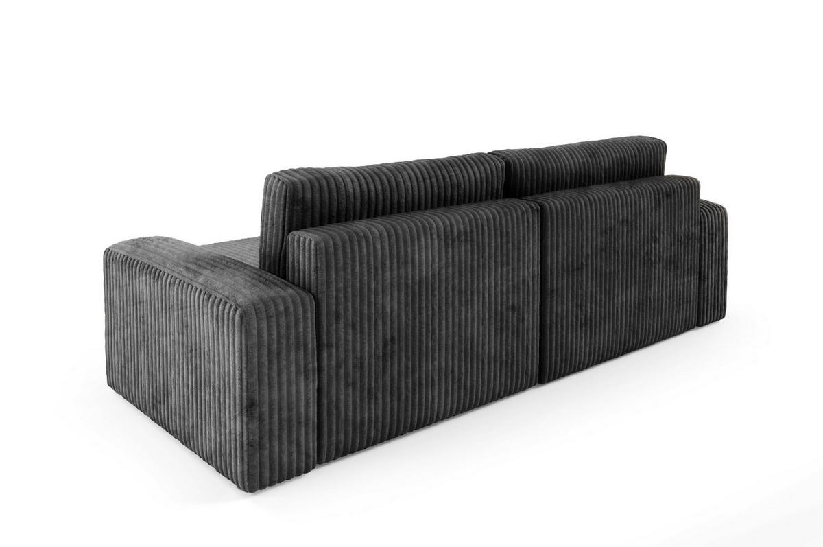 ECKSOFA mit Schlaffunktion Cord Schwarz - Schwarz, Textil (244/149cm) - Furnisell