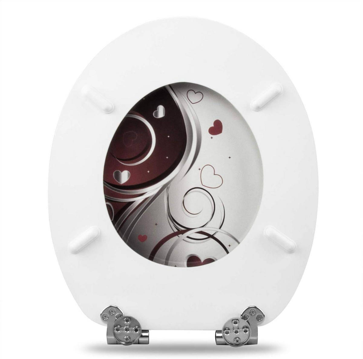 WC SITZ Toilettensitz mit Absenkautomatik, Antibakteriell - Rot/Weiß, Kunststoff (37/2.51/43cm) - Woltu