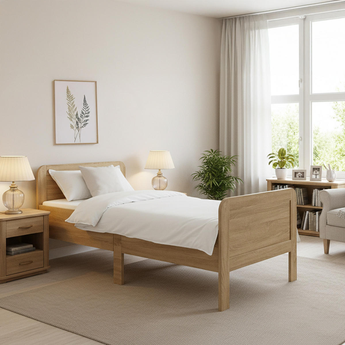 HOLZBETT Seniorenbett 90/200 Natur - Braun, Holz (90/200cm) - Homestyle4u