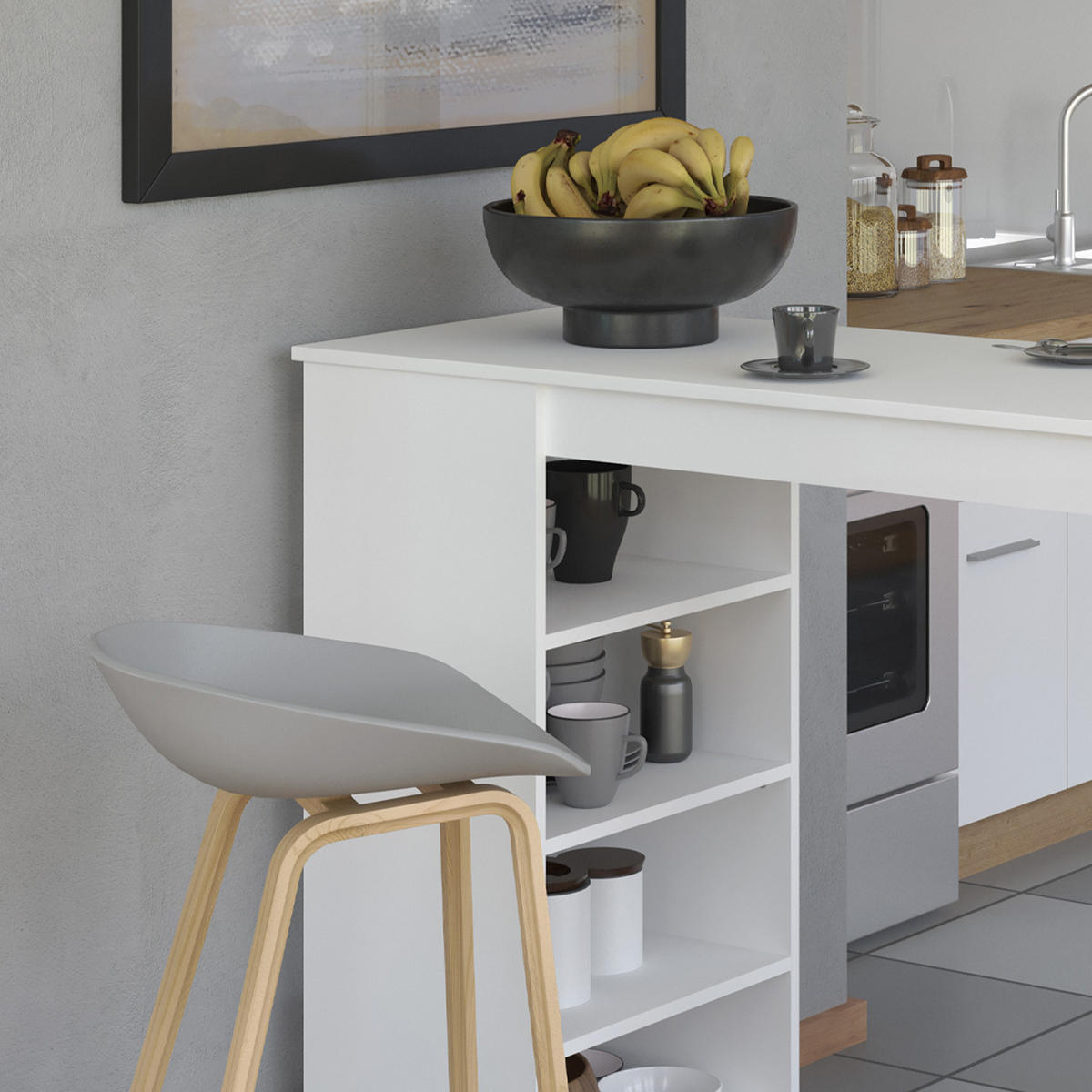 BARTISCH Weiß 120/105/50 cm - Weiß, Holz (120/105/50cm) - Homestyle4u