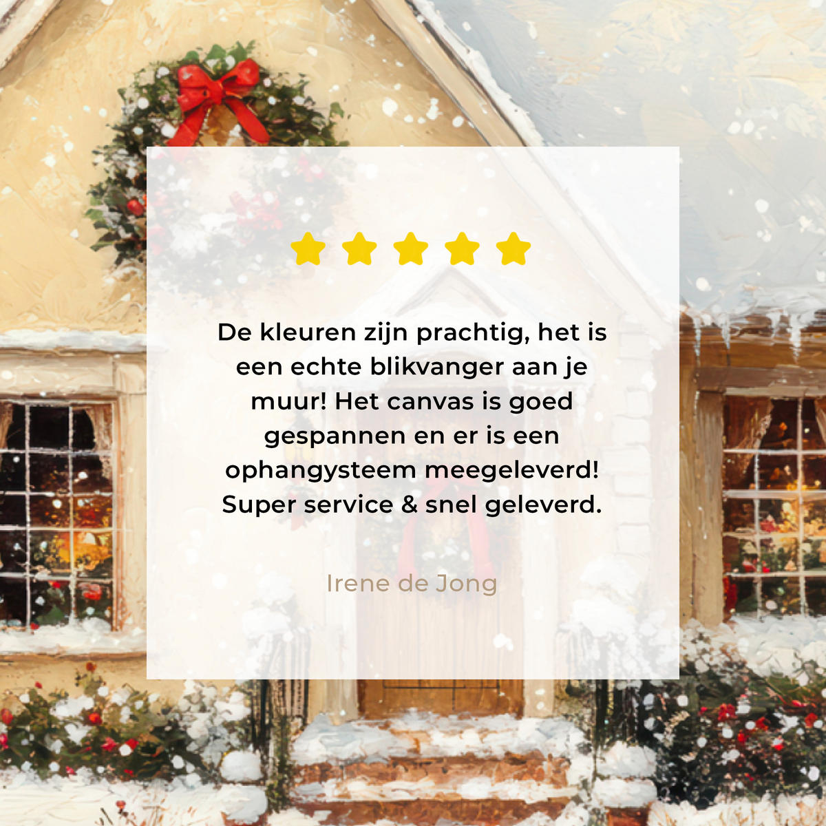 LEINWANDBILD Weihnachten - Zuhause - Winter - Schnee Wandbilder 80x60 cm - Creme, Textil (80/60cm) - MuchoWow