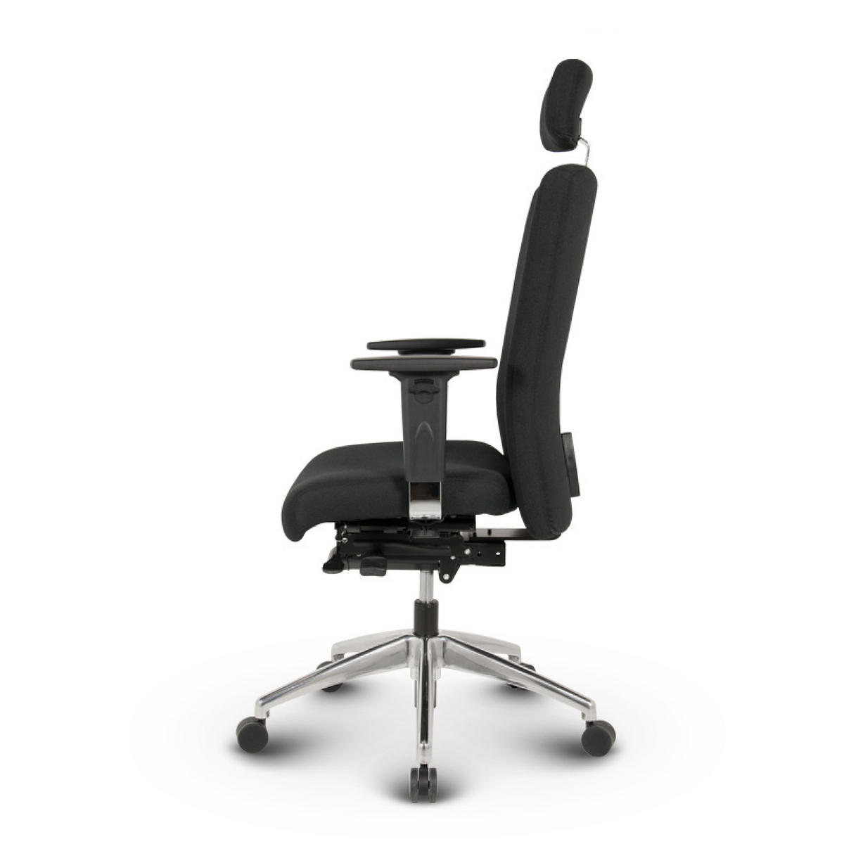 CHEFSESSEL Terox Stoff Schwarz - ergonomisch, 150 kg belastbar, Sitzhöhe 48-60cm - Schwarz, Kunststoff/Textil (65/112/60cm) - Versee