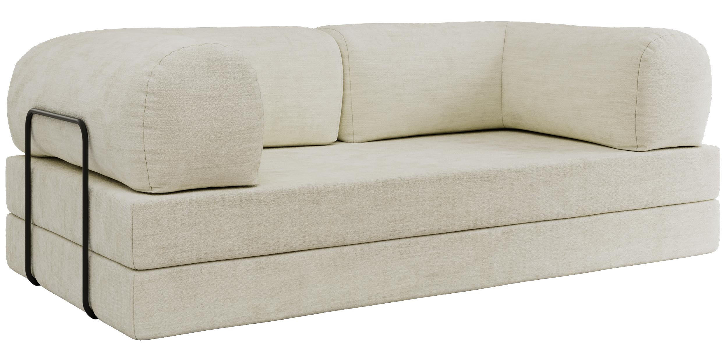 TROJMIESTNA POHOVKA ORSETTO - Krémová Hladká ženilka - čierna/krémová, kov/textil (200/70/100cm) - MKS