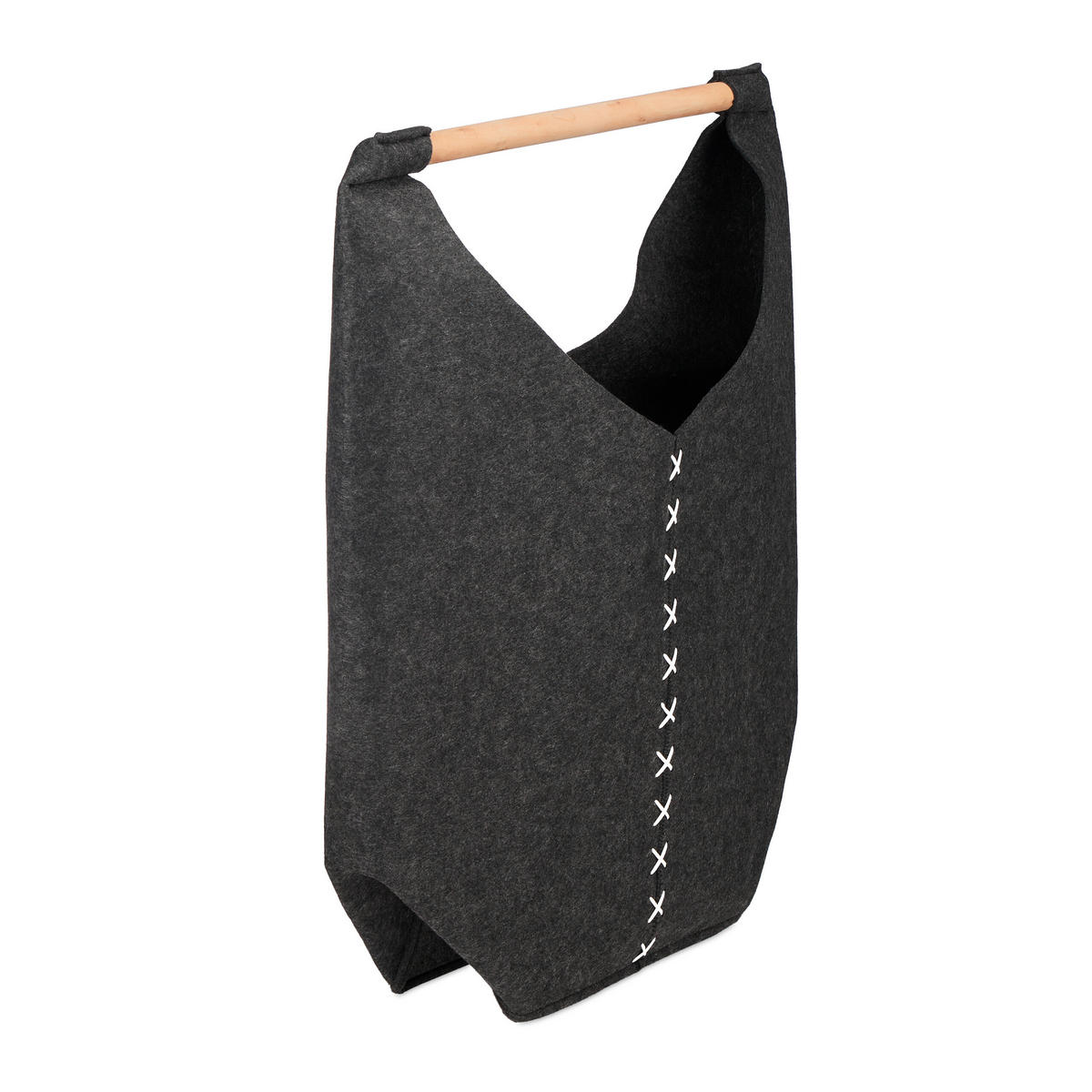 WÄSCHESAMMLER - Anthrazit, Holz/Textil (62/68/34.5cm) - Relaxdays