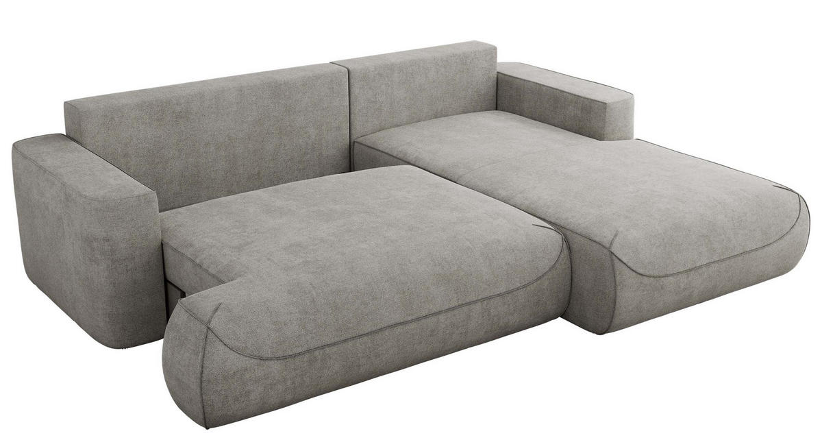 ECKSOFA OVO L Hellgrau Struktur - Rechts Seite - Hellgrau/Schwarz, Kunststoff/Textil (195/271cm) - MKS
