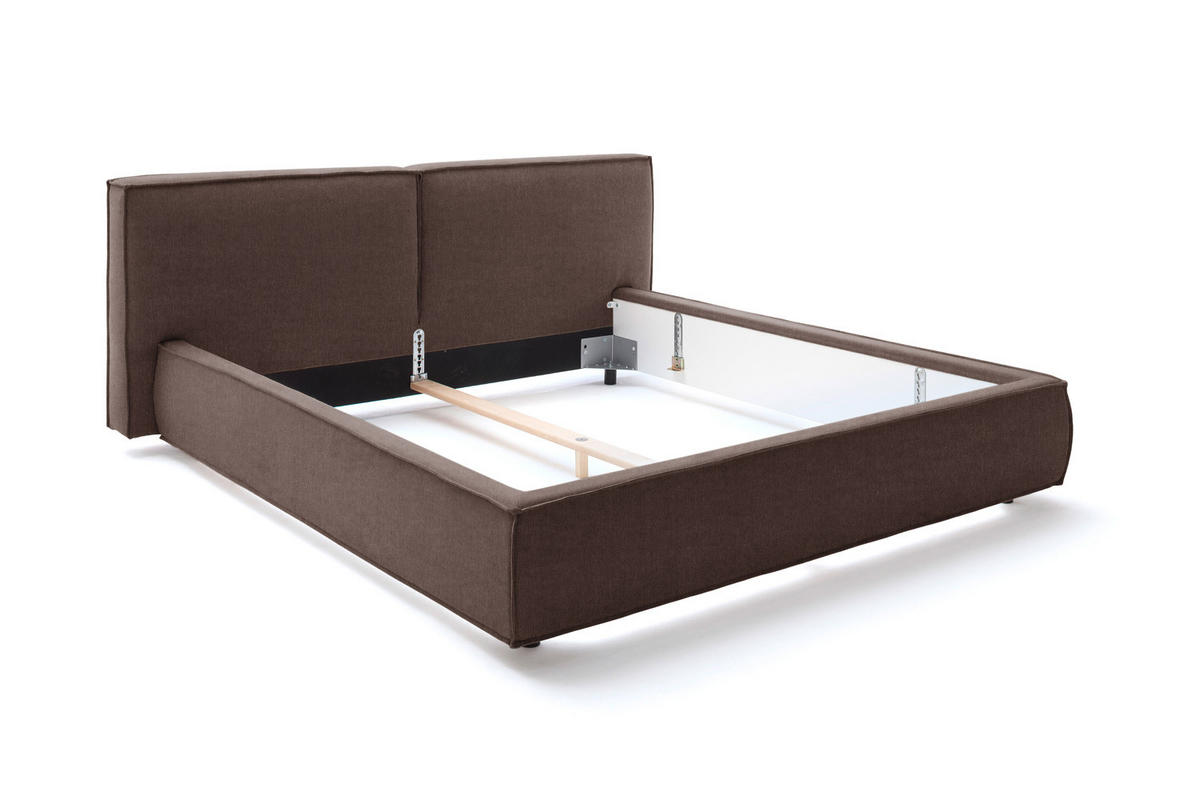 POLSTERBETT CARLO Braun Massivholz - Braun, Textil (140/200cm) - KAWOLA
