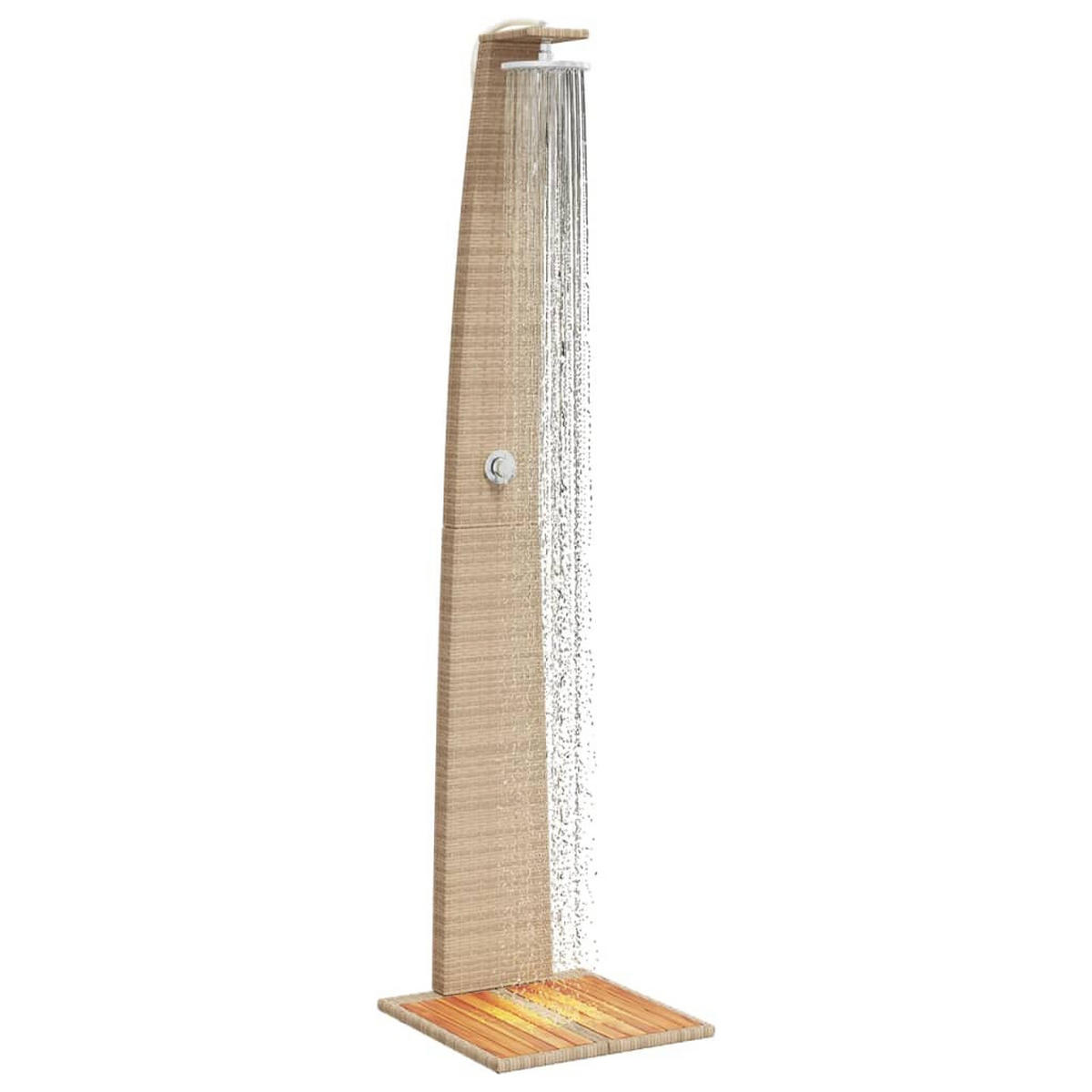 GARTENDUSCHE Beige 55/60/224 Cm Poly Rattan Und Akazienholz - Beige, Holz (55/224/60cm) - vidaXL