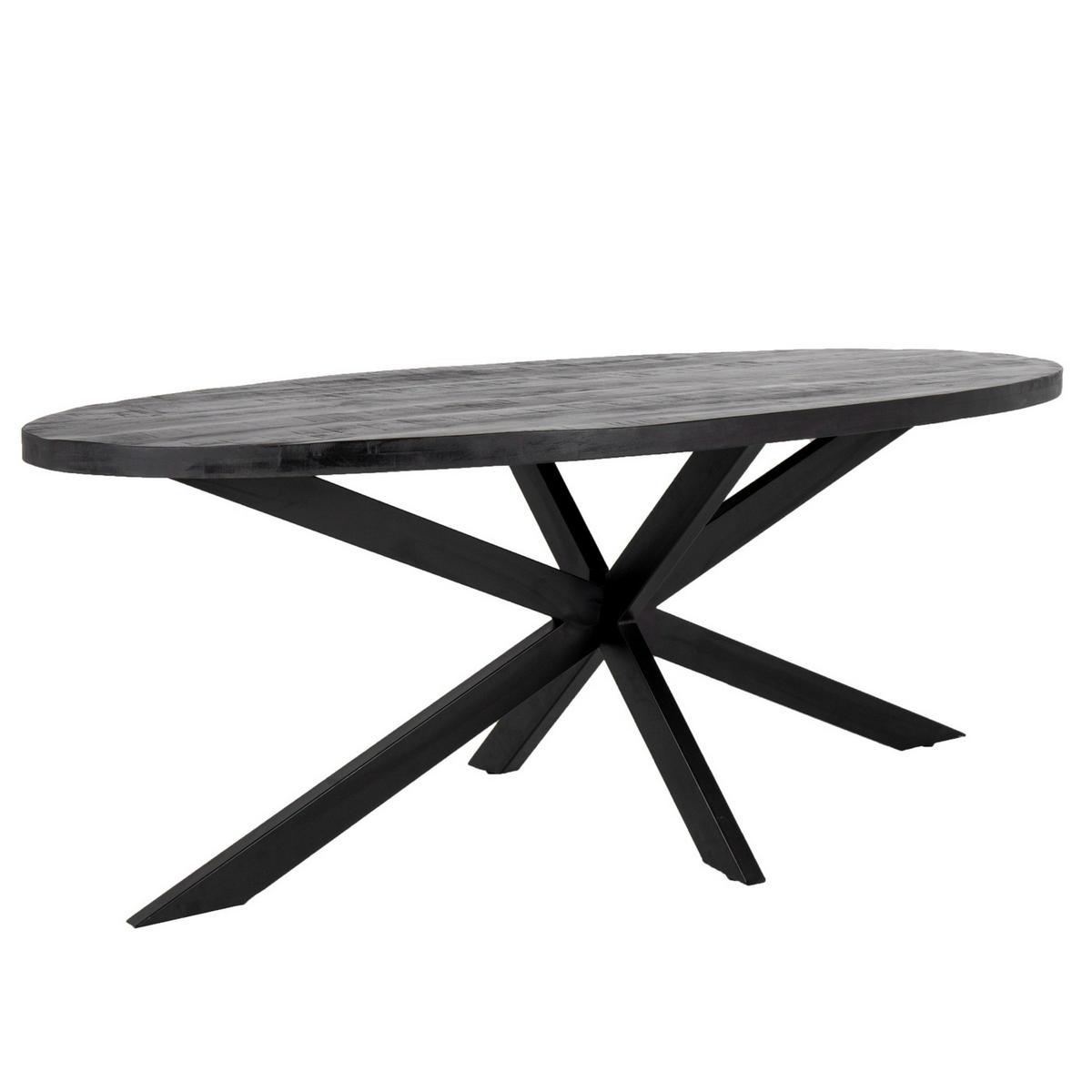 ESSTISCH oval aus Mangoholz 220cm, schwarz - Schwarz, Holz (220/100/76cm) - Giga Meubel
