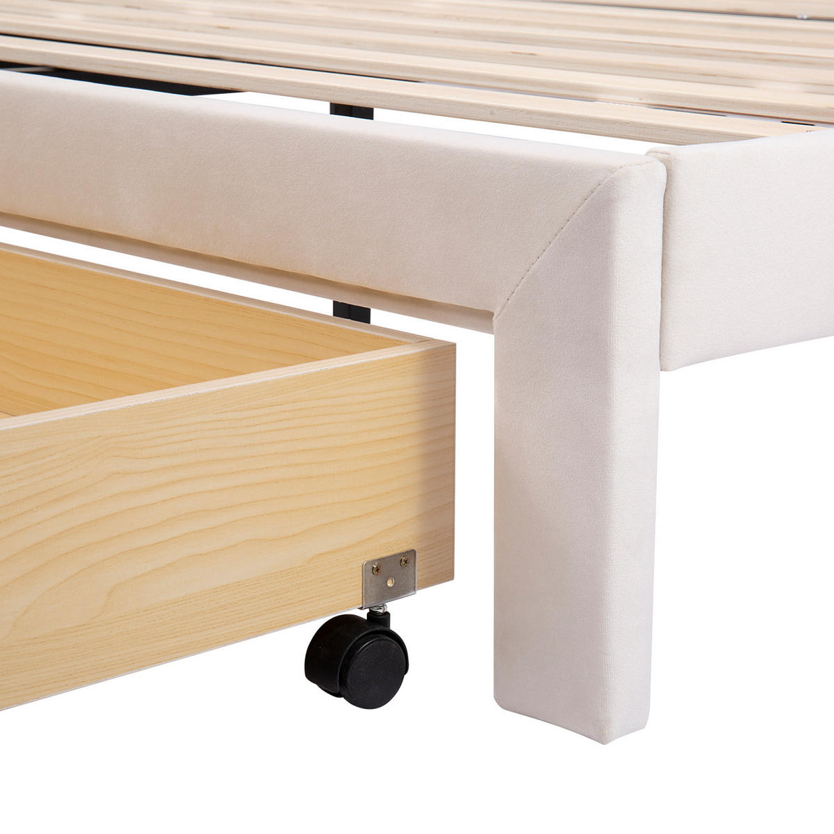 POLSTERBETT 140 x 200 Doppelbett mit Schublade,Bett aus Samtstoff - Grau, Holz/Textil (140/200cm) - PARAFTA HOME