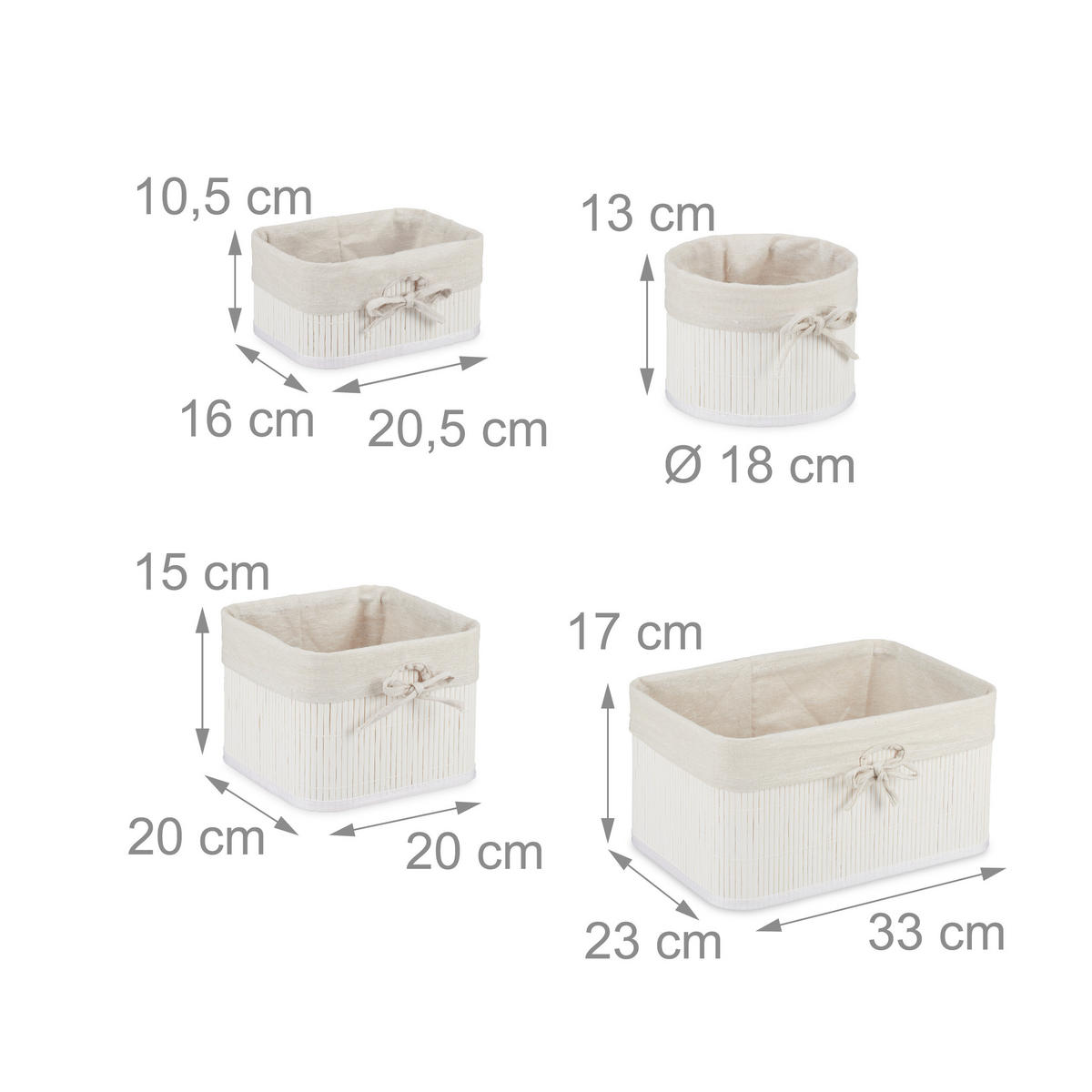 4XAUFBEWAHRUNGSKORB - Multicolor, Holz/Holzwerkstoff (33/17/23cm) - Relaxdays