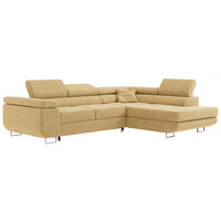 ROHOVÁ SEDAČKA GUSTAW L - Žlutý Strukturovaná látka - Pravá Strana - stříbrná/žlutá, kov/textil (205/275cm) - MKS