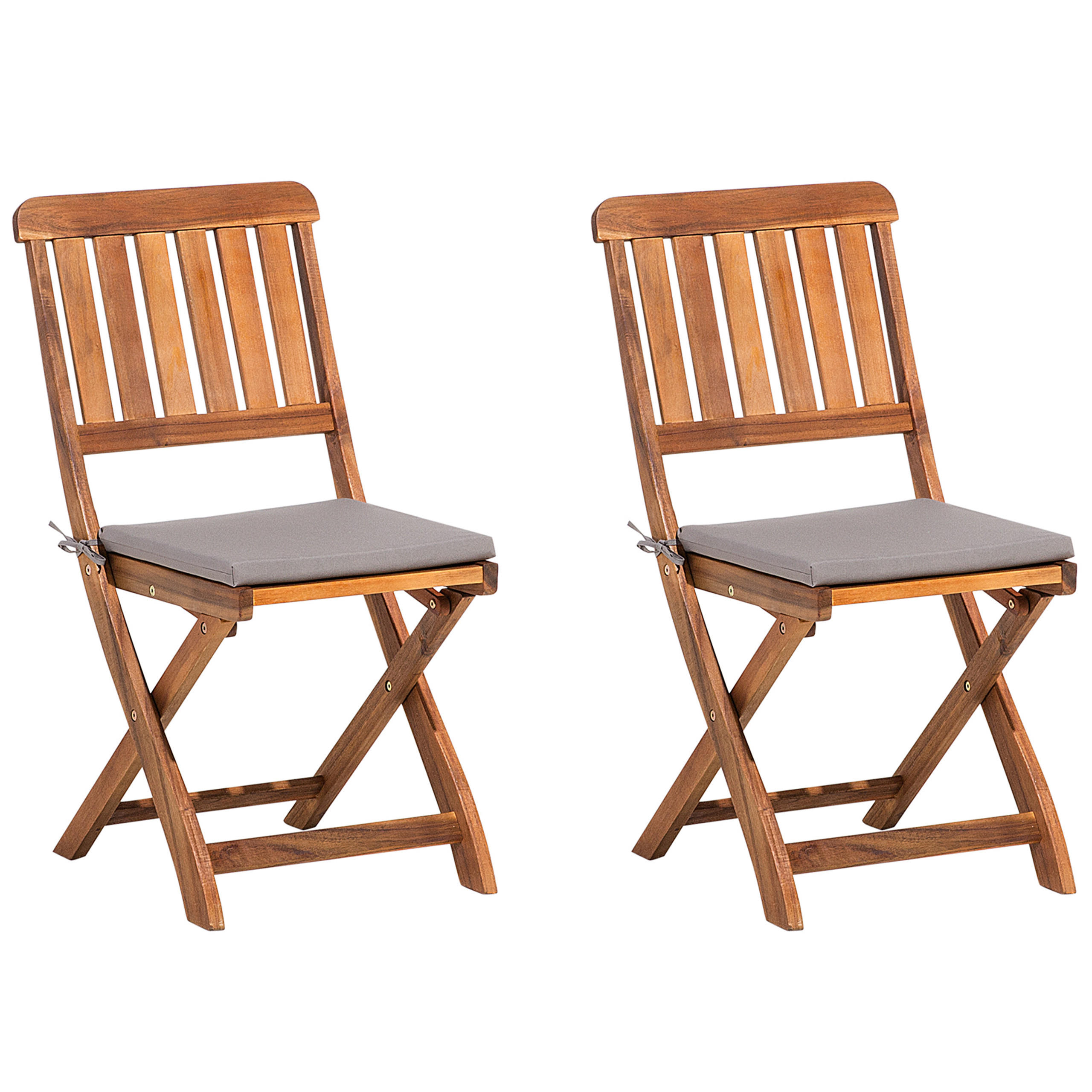 GARTENSTUHL 2er-Set Akazienholz dunkelbraun Cento - Dunkelbraun, Holz (46/90/50cm) - Beliani