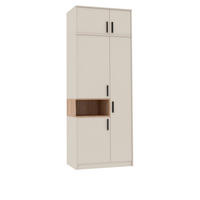 KLEIDERSCHRANK MIT AUFSATZ GRANT G1/18B GRAUBEIGE CASHMERE 88/235/54 - Kaschmir/Schwarz, Holzwerkstoff (88/235/54cm) - Marmex Möbel