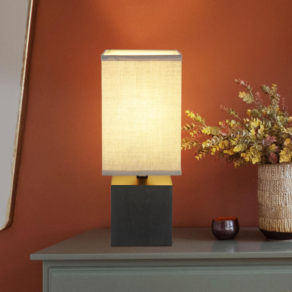 TISCHLEUCHTE Valentino Holz Schwarz - Schwarz, Holz (12/12/30cm) - Globo Lighting