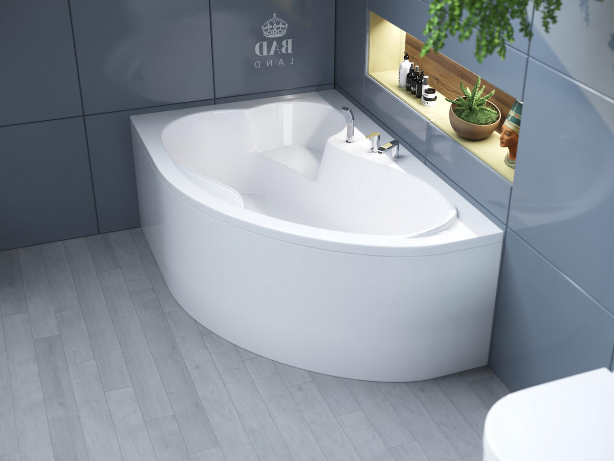 BADEWANNE Eckwanne MEGA 160/105 Links Ablauf & Füße - Weiß, Kunststoff (105/60/160cm) - bad land
