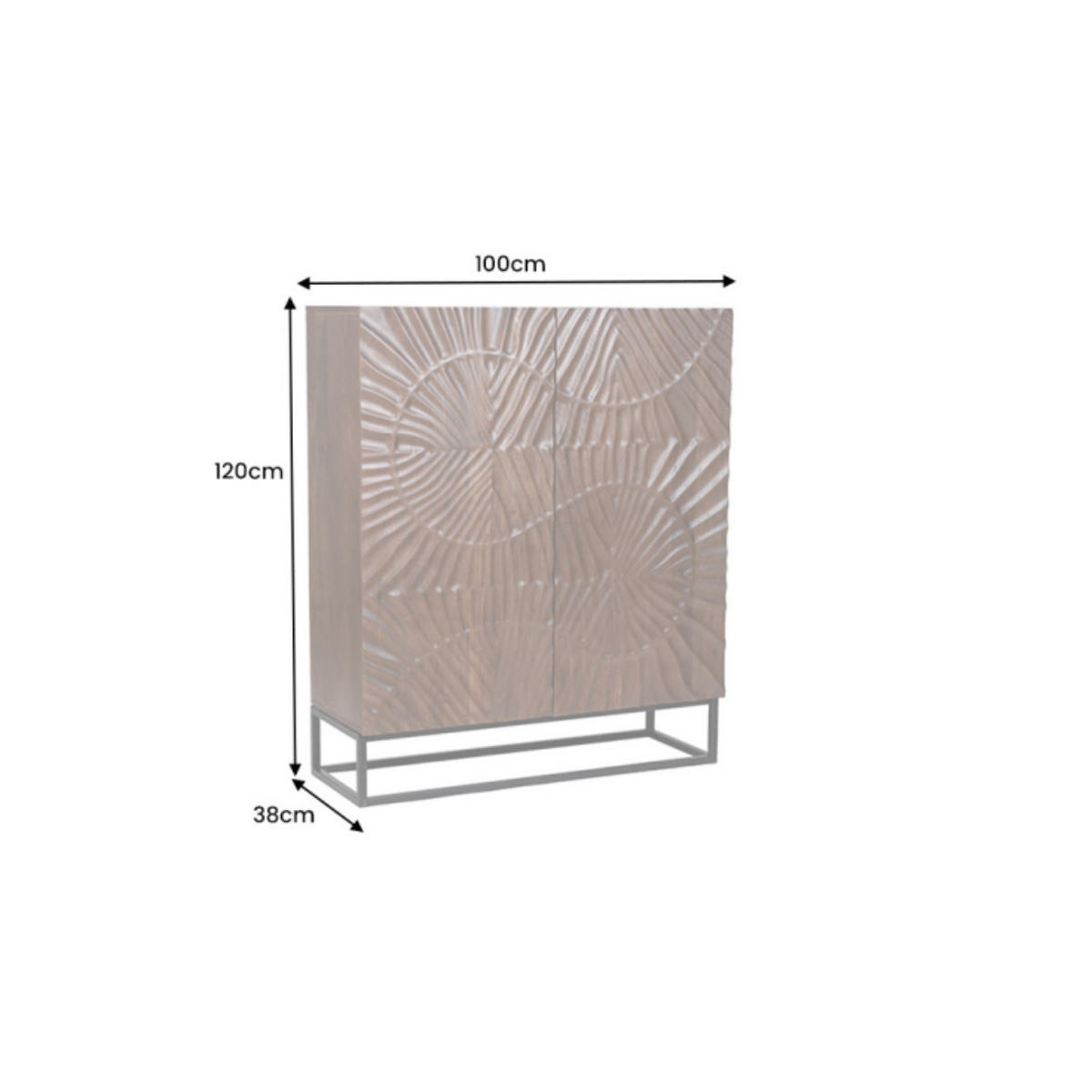 HIGHBOARD SCORPION Akazie Dunkelbraun 120cm - Schwarz/Braun, Holz/Metall (100/120/38cm) - riess-ambiente