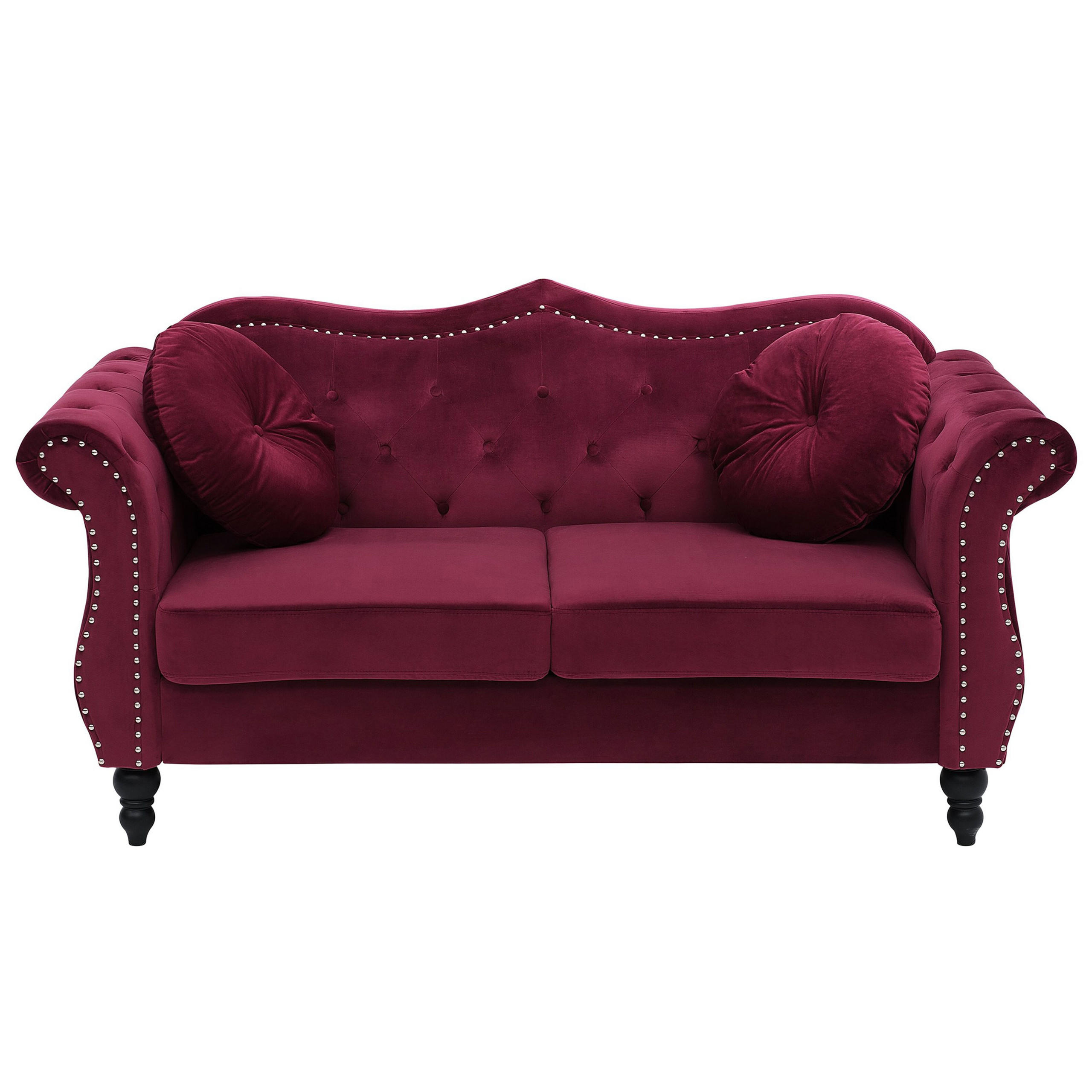 2-SITZER-SOFA Samtstoff Dunkelrot Skien - Dunkelrot, Textil (165/91/83cm) - Beliani