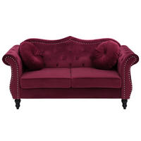 2-SITZER-SOFA Samtstoff Dunkelrot Skien - Dunkelrot, Textil (165/91/83cm) - Beliani