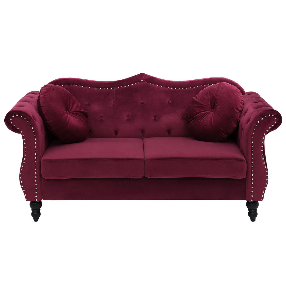 2-SITZER-SOFA Samtstoff Dunkelrot Skien - Dunkelrot, Textil (165/91/83cm) - Beliani