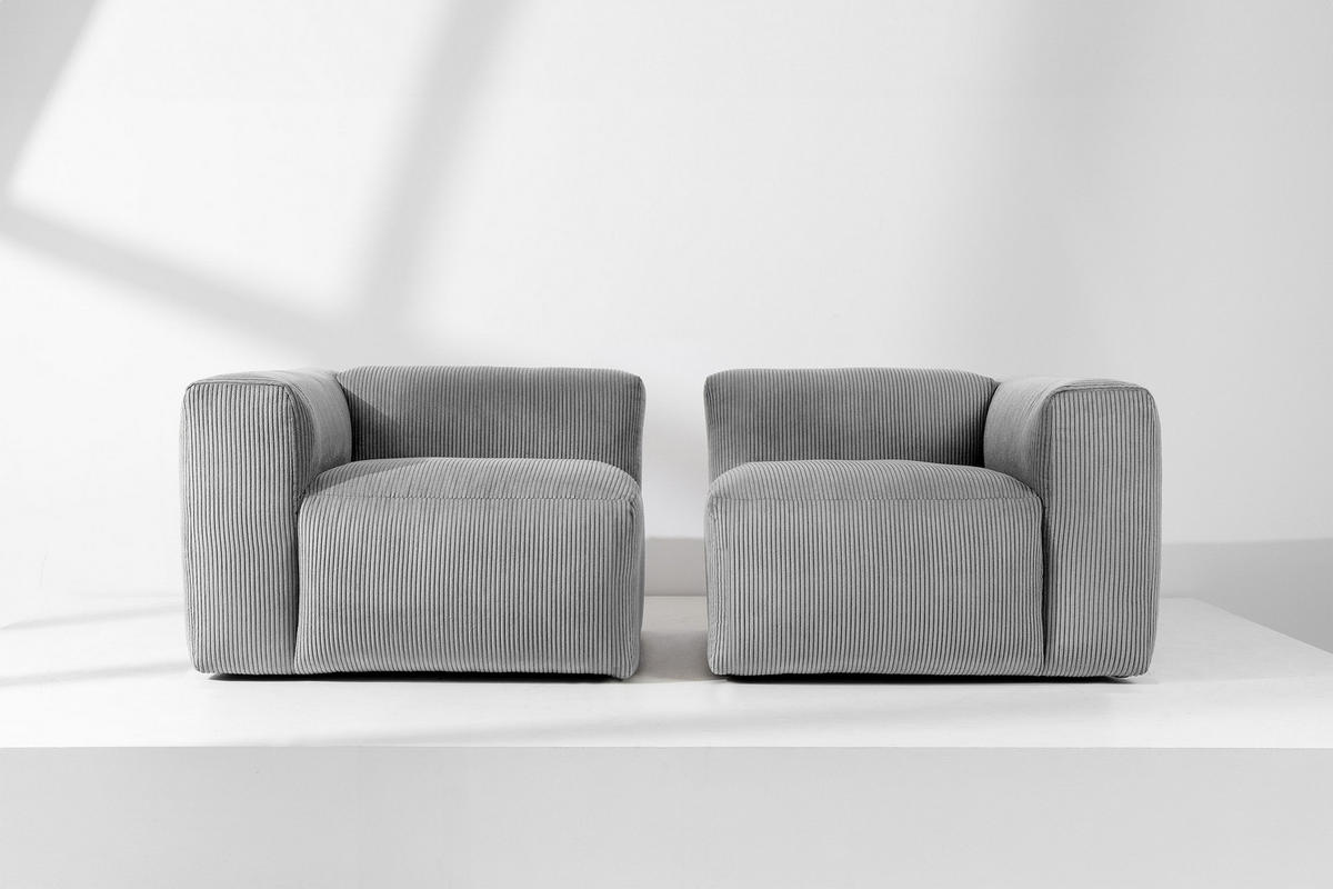 2-SITZER-MODULSOFA BUFFO mit extrem weicher und bequemer Sitzfläche, Kordstoff, hellgrau - Hellgrau, Textil (210/73/96cm) - KONSIMO®