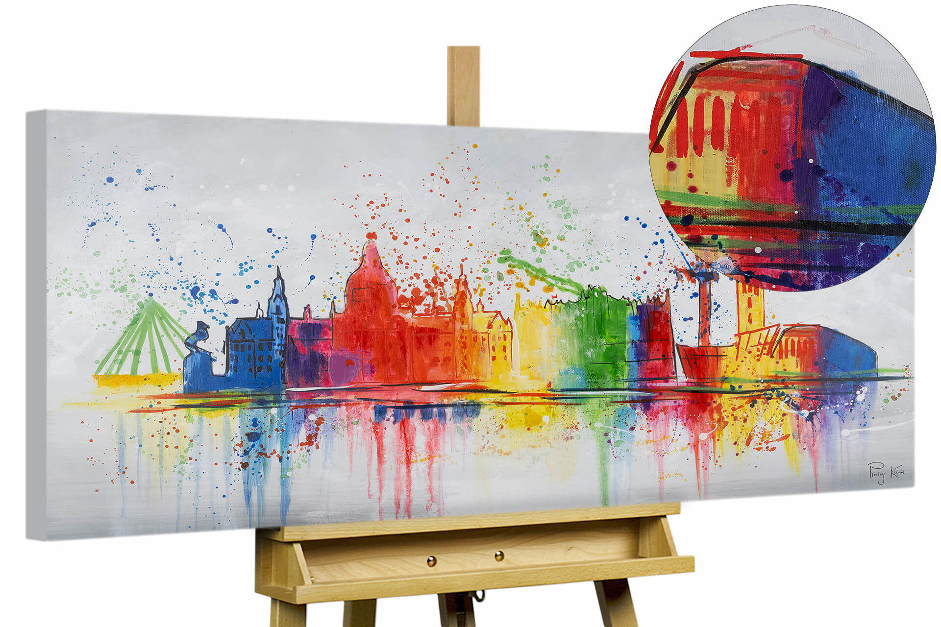 ACRYLBILD HANDGEMALT 120/60 cm - Multicolor/Grau, Holz/Textil (1.7/60cm) - KUNSTLOFT