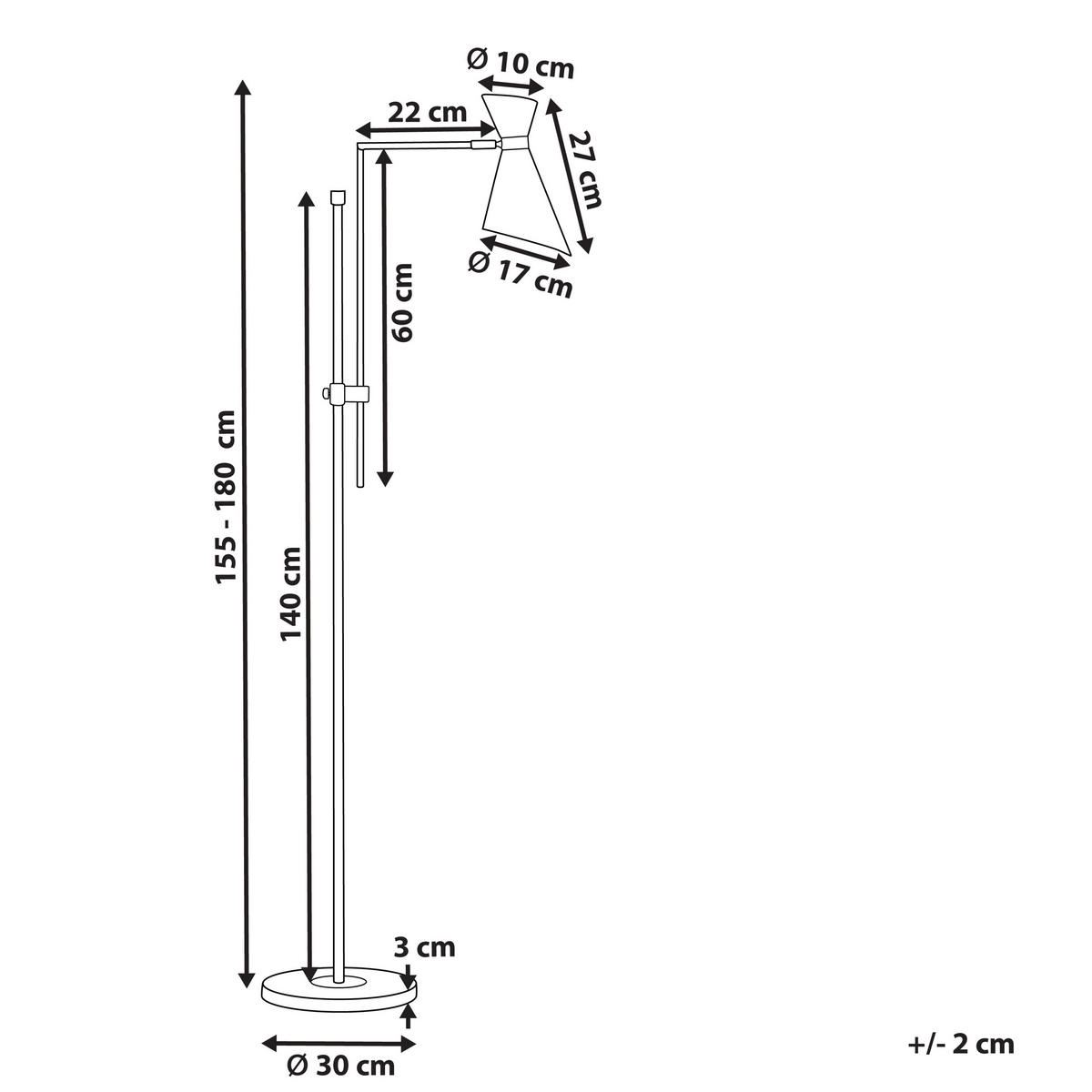 STEHLAMPE Weiß/Schwarz/Gold Melawi - Goldfarben/Schwarz, Metall (30/57/180cm) - Beliani