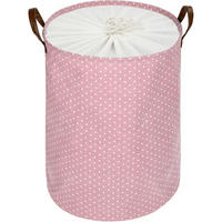 WÄSCHEKORB mit Tunnelzug 61 cm Rosa Tupfen - Rosa, Textil (40.5/61/40.5cm)