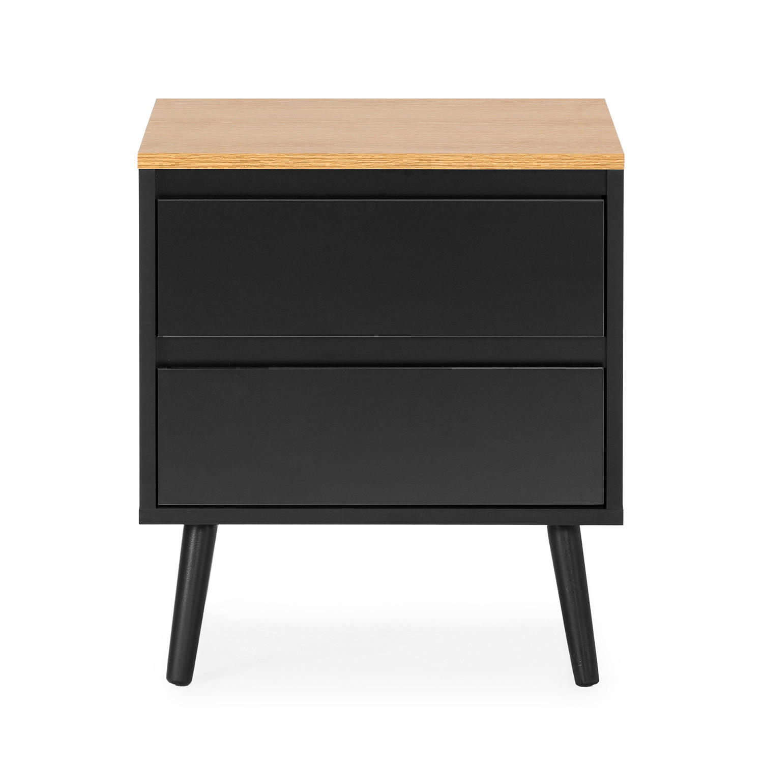 NACHTTISCH Desi 2 schubladen schwarze Farbe - Schwarz, Holzwerkstoff (45/55/40cm) - VS Venta-stock