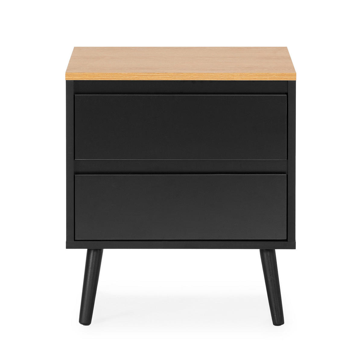 NACHTTISCH Desi 2 schubladen schwarze Farbe - Schwarz, Holzwerkstoff (45/55/40cm) - VS Venta-stock