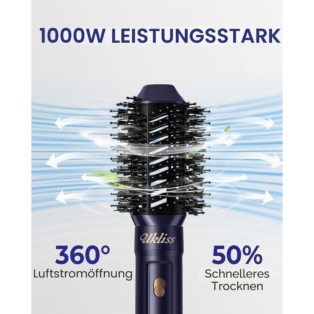 HAARSTYLER 6 in 1 Set mit automatischem Lockenstab und Warmluftbürste Blau - Blau, Kunststoff (20/8/26cm)