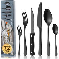 BESTECKSET 72-teilig Schwarz für 12 Personen - Schwarz, Metall