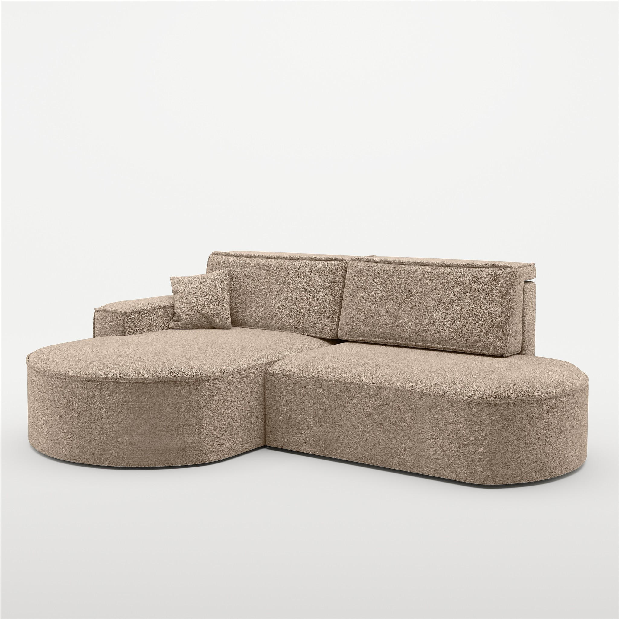 ECKSOFA Venedig Mit Schlaffunktion - Sandfarben, Holzwerkstoff/Textil (278/179cm) - Fun Möbel