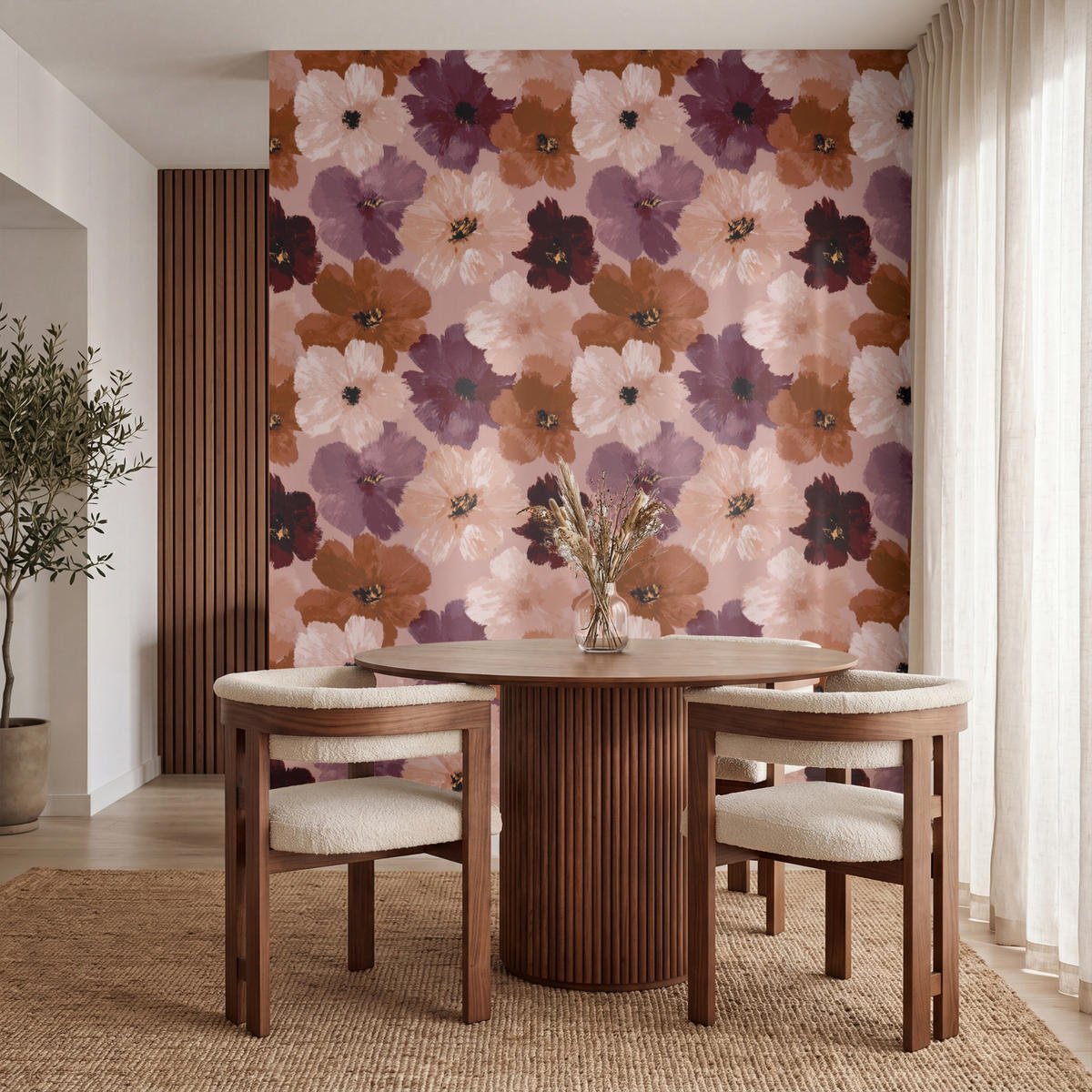TAPETE - Blumen - Abstrakt - Erdtöne - 240x300 cm - Multicolor, Papier (240/300cm) - OnlyWow