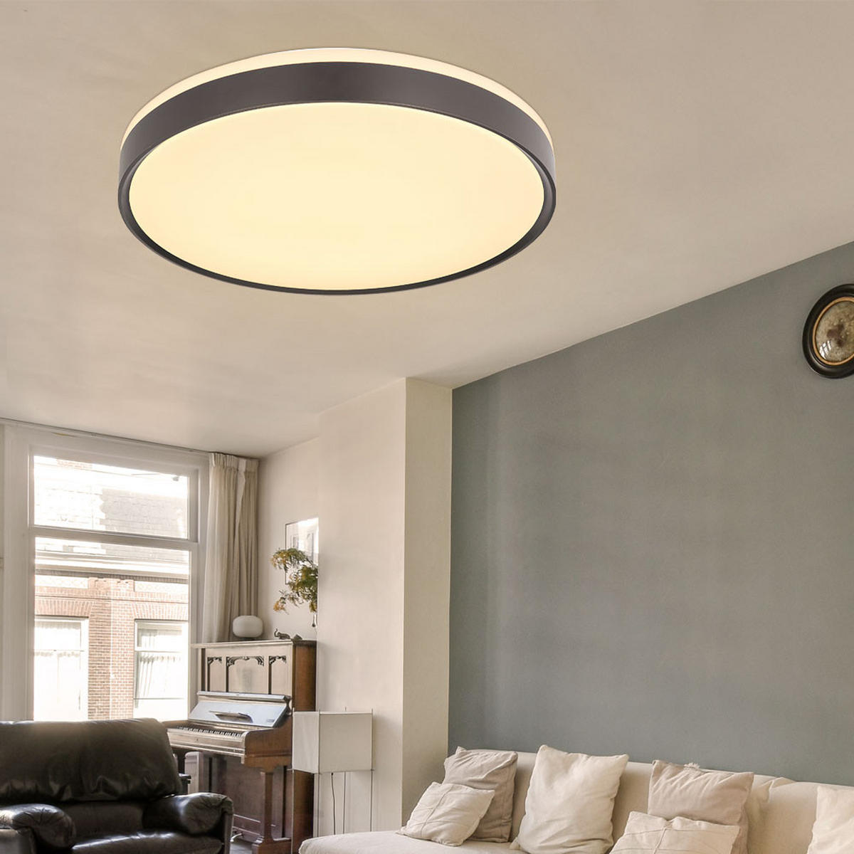 LED DECKENLEUCHTE SONNY Schwarz - Schwarz, Metall (49/49/9cm)