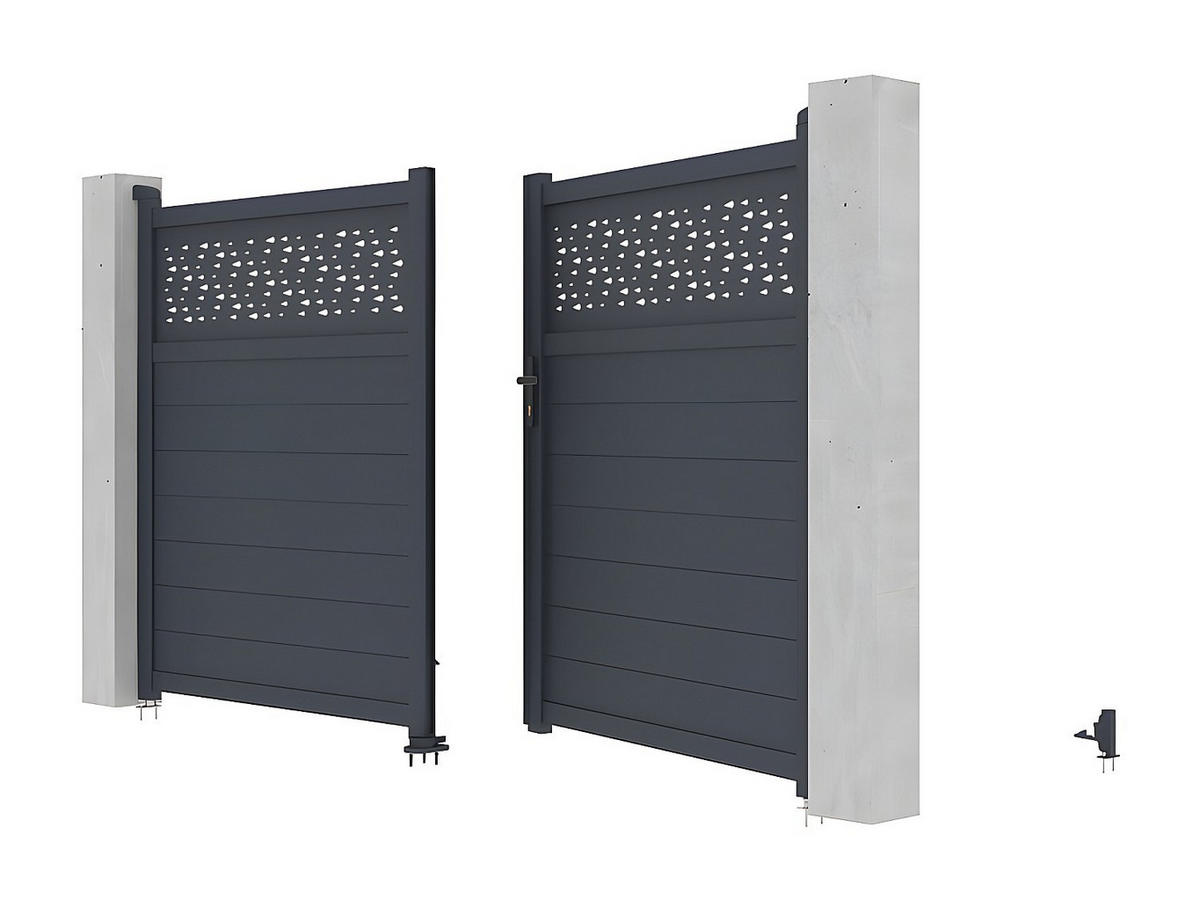 FLÜGELTOR - 300 cm x 4.6 cm - metall - anthrazitgrau Bazio - Anthrazit, Metall (300/176cm) - Vente-Unique