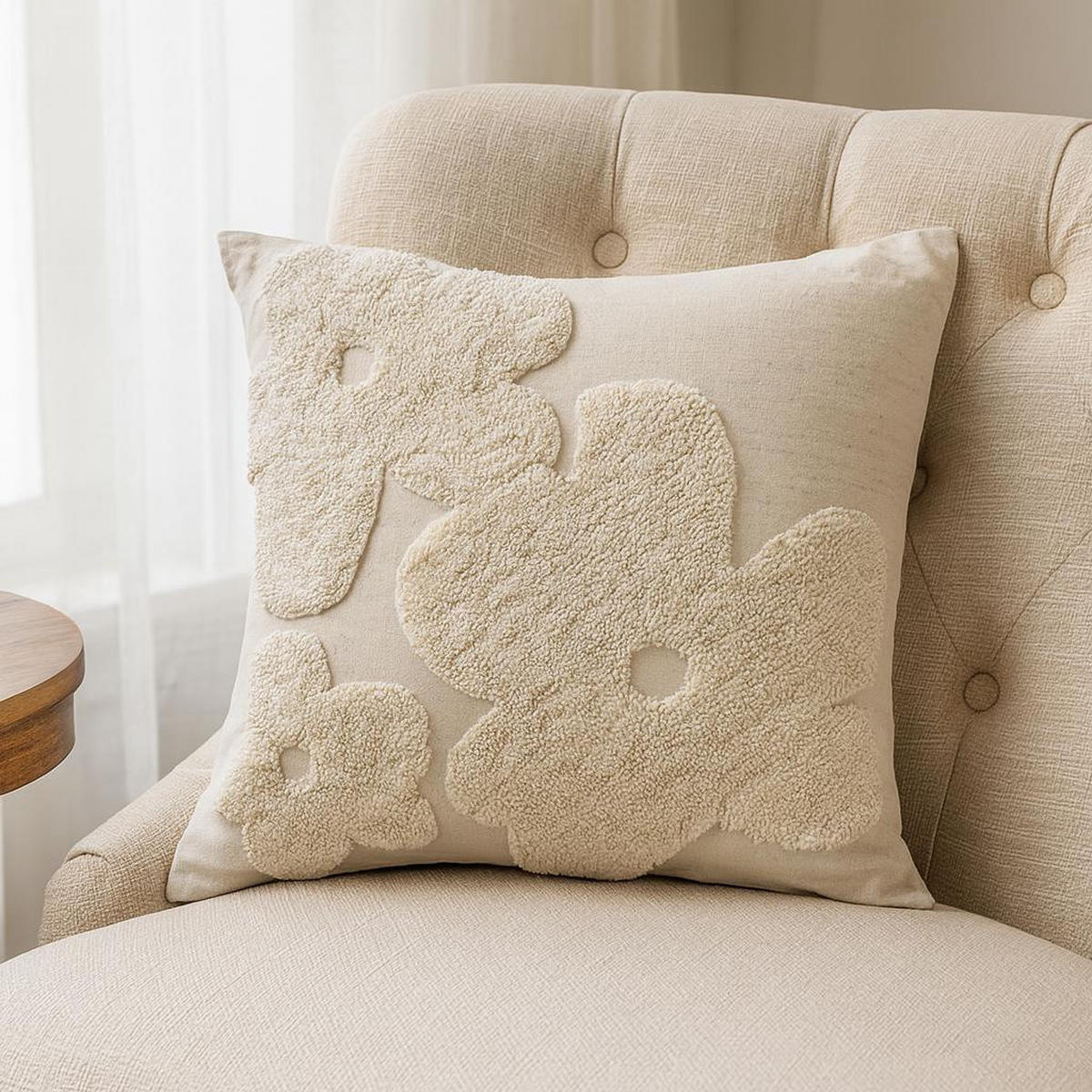 DEKOKISSEN aus Baumwolle Balma 45/45/18 cm - Beige, Naturmaterialien (45/45cm) - STOF