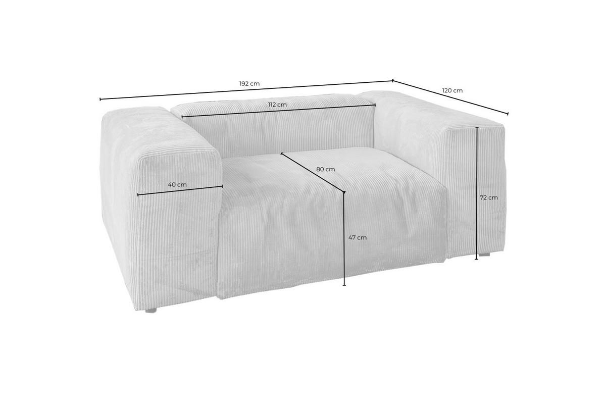 SESSEL MIA Taupe Cord - Taupe/Schwarz, Kunststoff/Textil (192/72/120cm) - KAWOLA