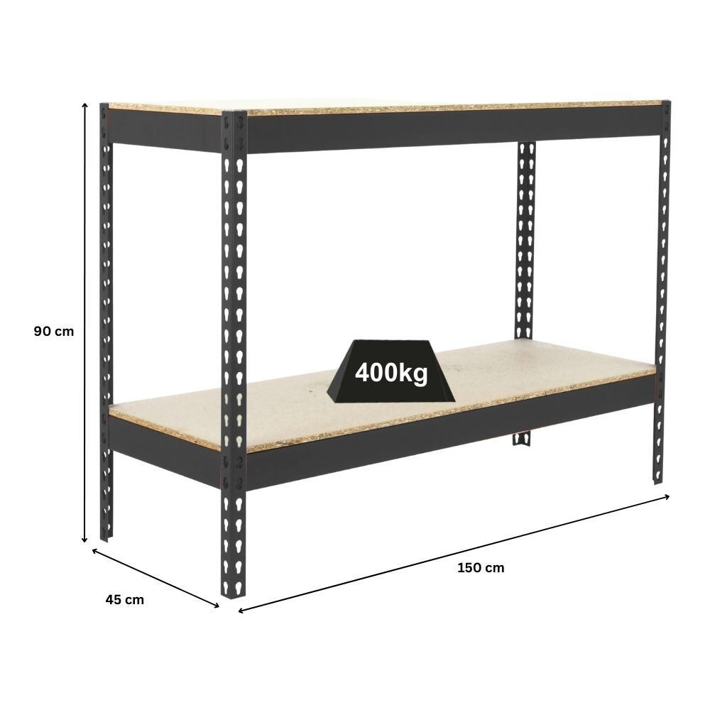 SCHWERLASTREGAL MINI WOOD YETI TWO | HxBxT 90x150x45cm | Fachlast 400kg | Anthrazit - Anthrazit, Metall (150/90/45cm) - PROREGAL