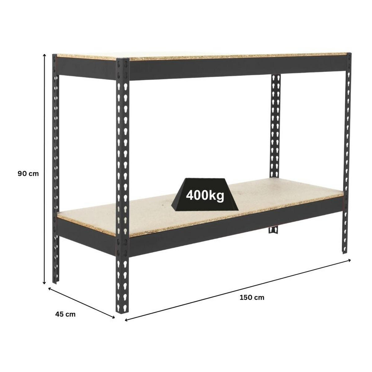 SCHWERLASTREGAL MINI WOOD YETI TWO | HxBxT 90x150x45cm | Fachlast 400kg | Anthrazit - Anthrazit, Metall (150/90/45cm) - PROREGAL
