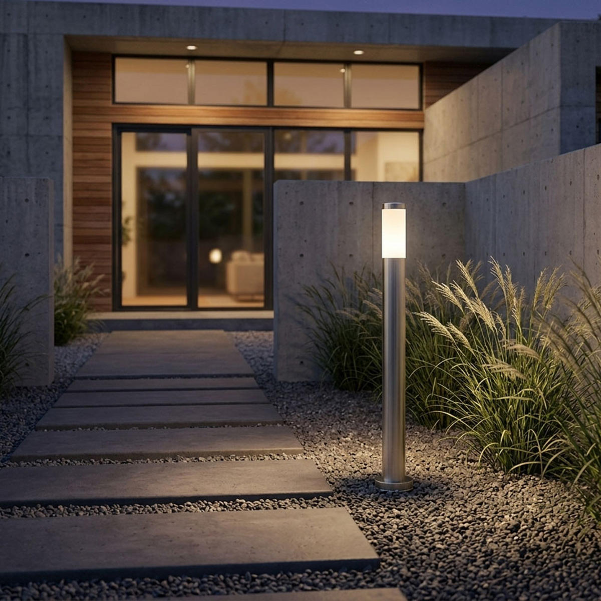 LED AUSSENSTEHLAMPE Edelstahl Silber - Silberfarben, Kunststoff (7.8/7.8/110cm) - Globo Lighting